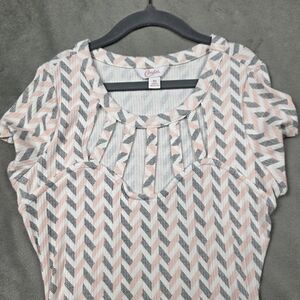 Candie's Chevron Blouse - Pink and Gray
